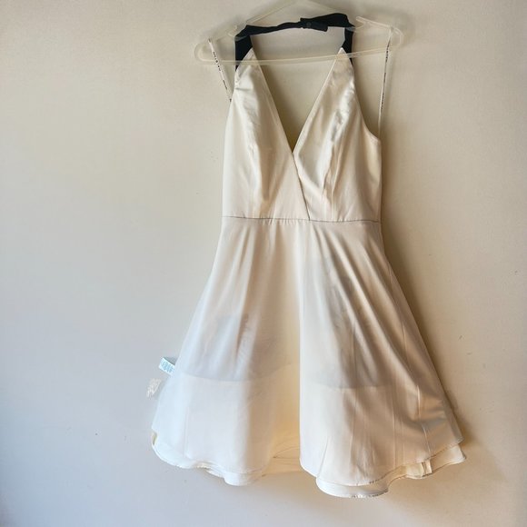 New Halston Heritage layered Skirt Cream Black Cocktail mini Dress, Size 4 - Picture 12 of 15